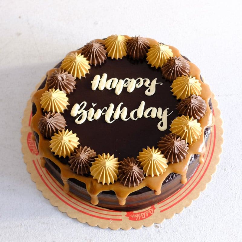 Round Supreme Chocolate-Caramel Cake