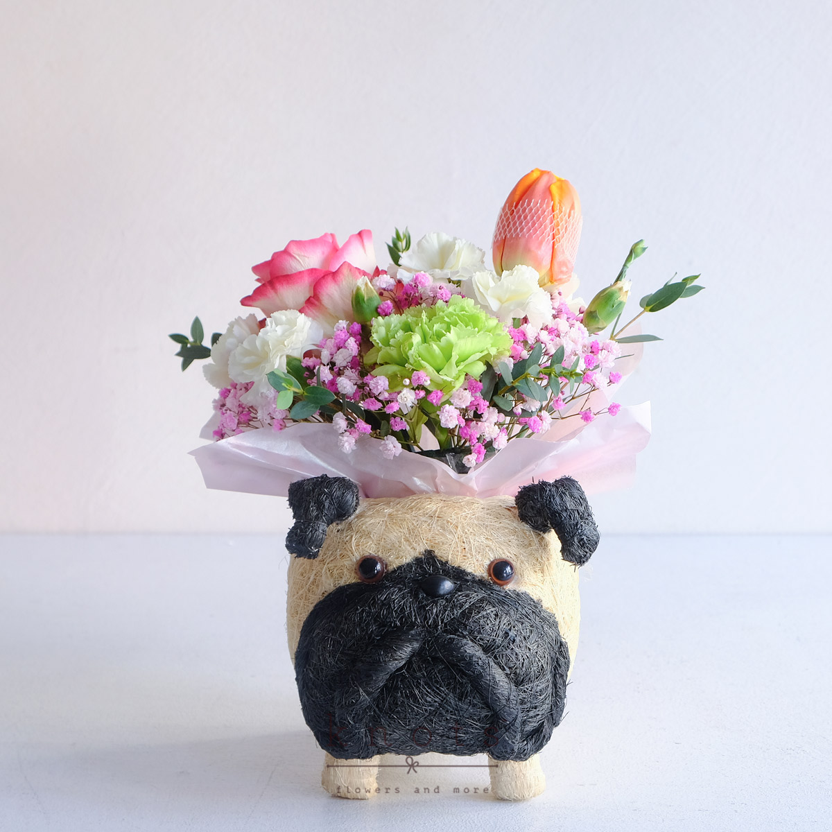 Flower Fetch (Orange Tulip and Pink Rose Arrangement)