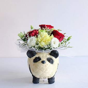 Rosy Bear (Red Roses Arrangement)