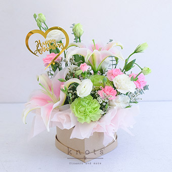 Anniversary Enchantment (Pink Lily Box Arrangement)