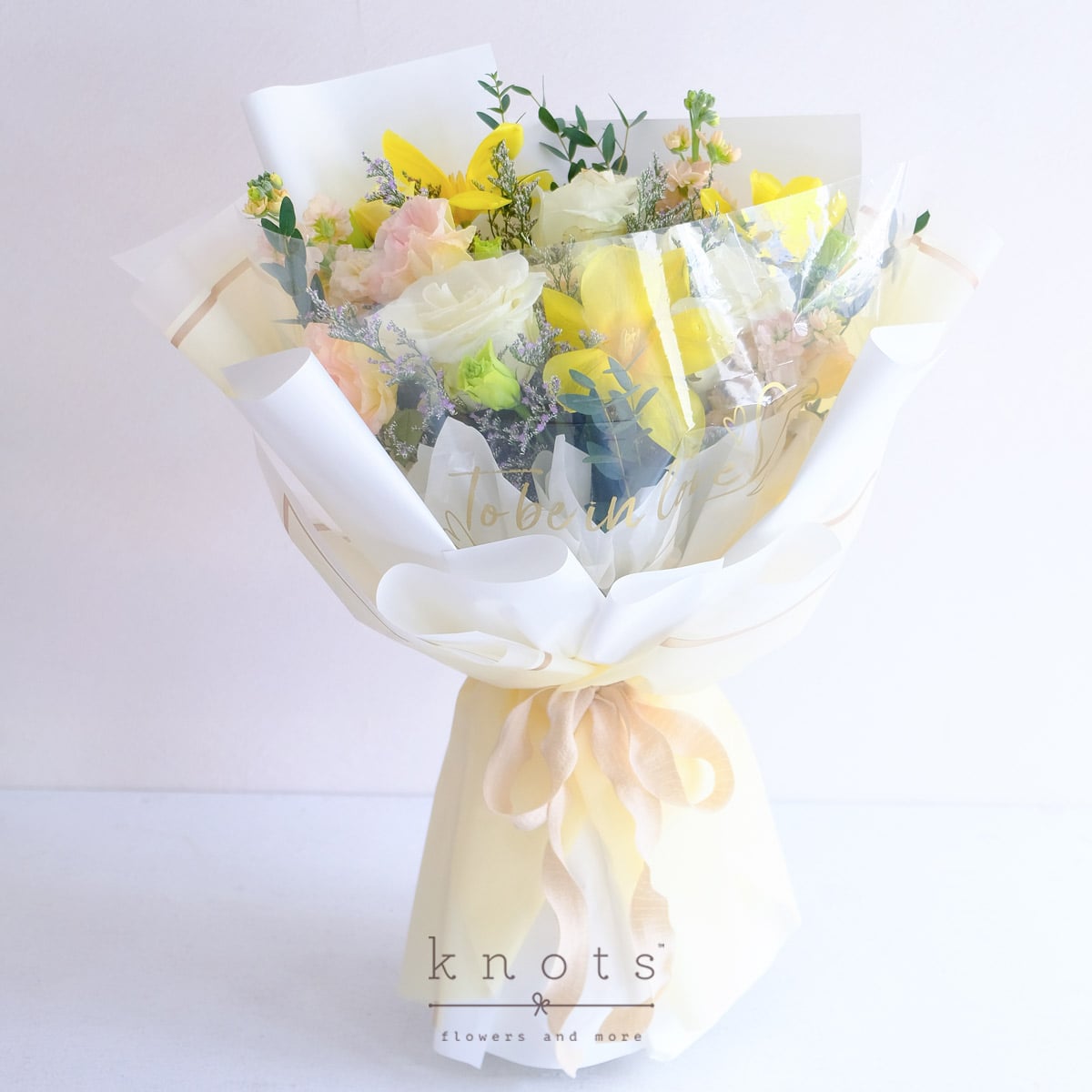 Long Love (White Ecuadorian Rose and Yellow Tulips Bouquet)