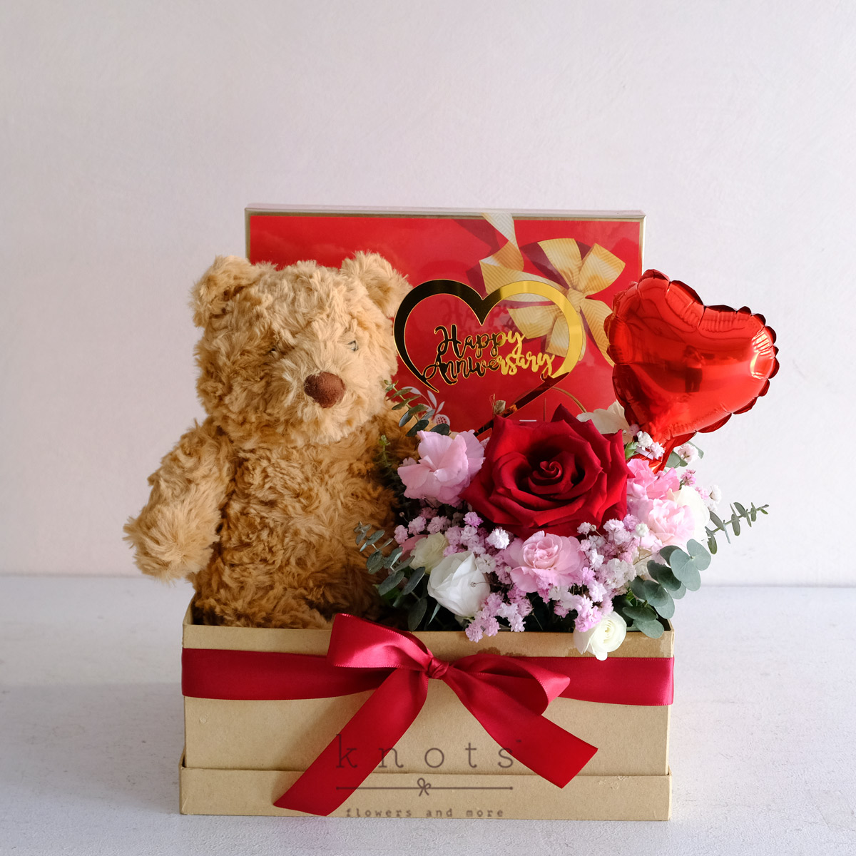 A Bear-y Special Gift (Red Ecuadorian Rose Arrangement with Gifts)
