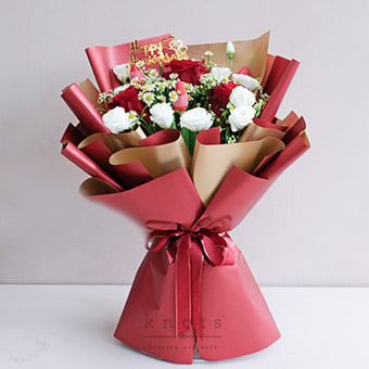 Sweet Darling (Red Ecuadorian Roses and Red Tulips Bouquet)