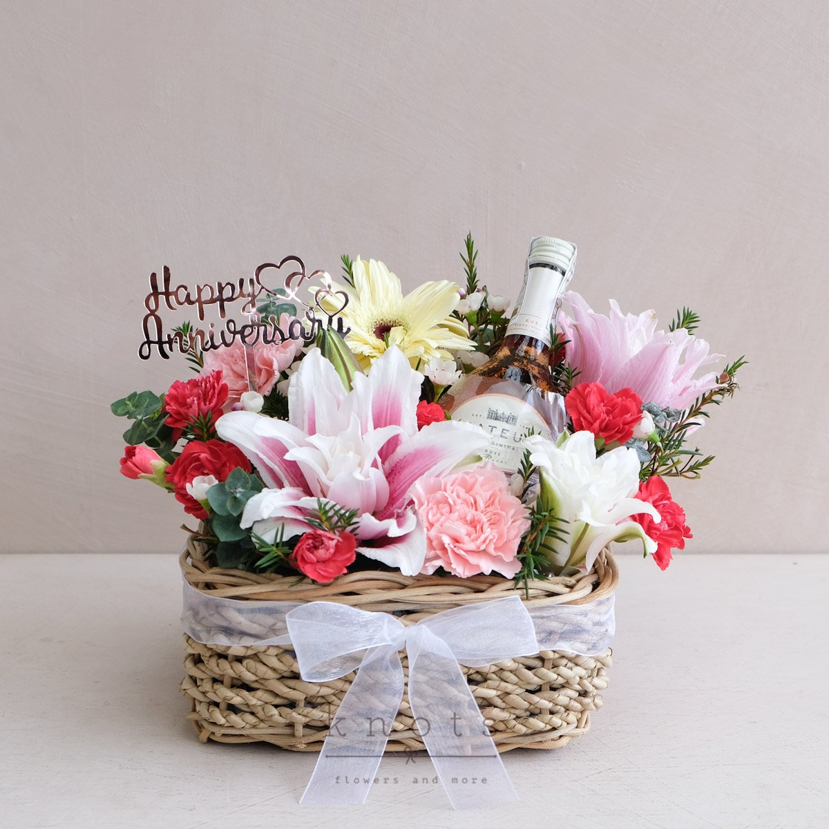 Heart of Hearts (Lilies Arrangement with Liquor)