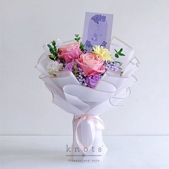 Gracious Libra (Pink Ecuadorian Roses and White Gerbera Bouquet)