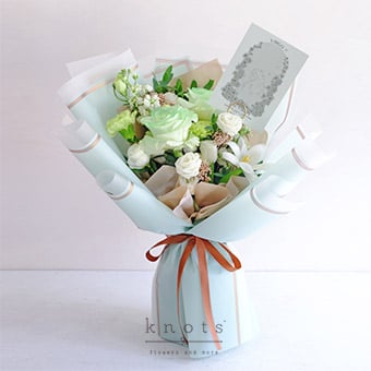 Divine Virgo (Green Sprayed White Roses Bouquet)