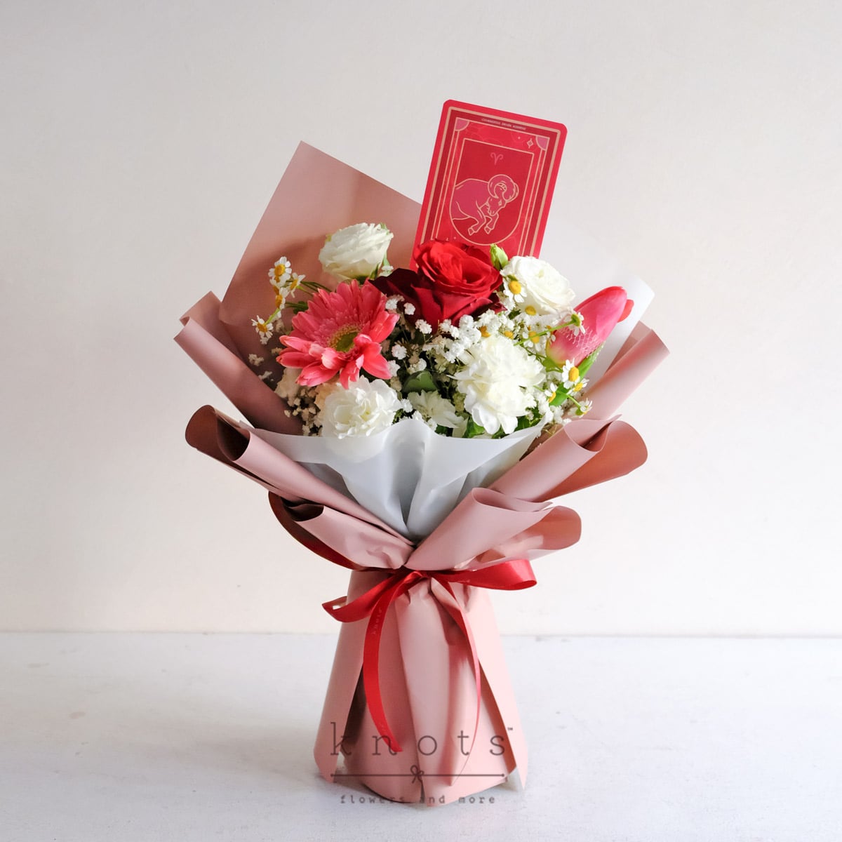 Mars In Bloom (Red Rose and Tulip Bouquet)