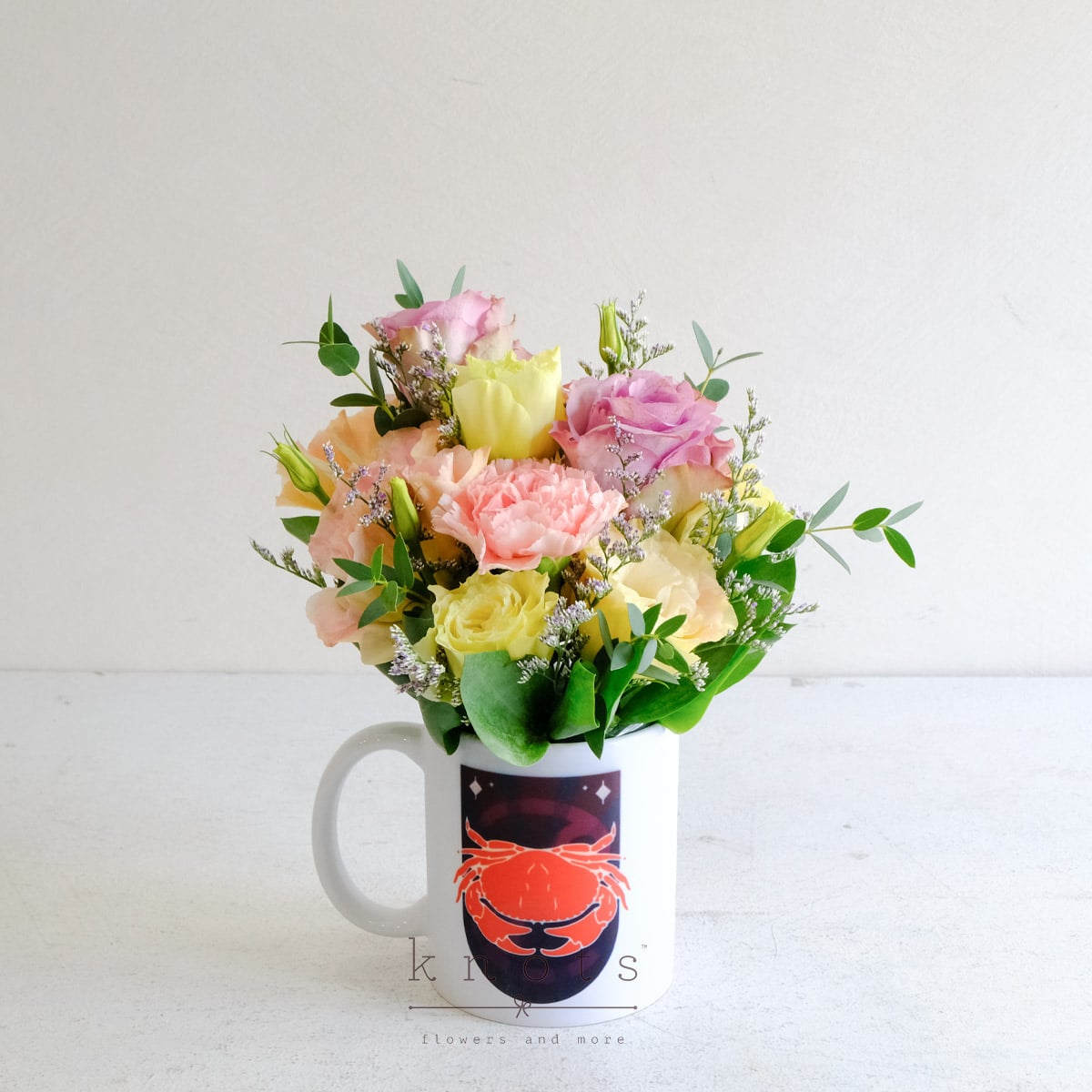 Cancer Charm (Purple Roses Cup Arrangement)