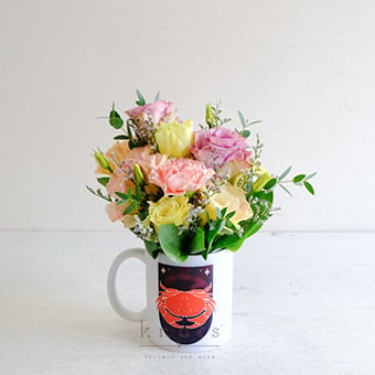 Cancer Charm (Purple Roses Cup Arrangement)