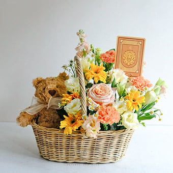Leo's Ensemble (Mixed Fowers Arrangement w/ Cuddly)