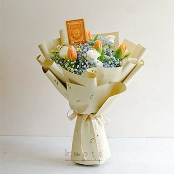 Leo Luminary (Leo Orange tulips Bouquet)