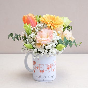 Charming Gemini (Tulip and Gerbera Cup Arrangement)