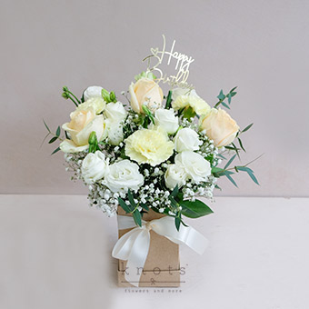 Time To Celebrate (Peach Roses Boxed Arrangement)