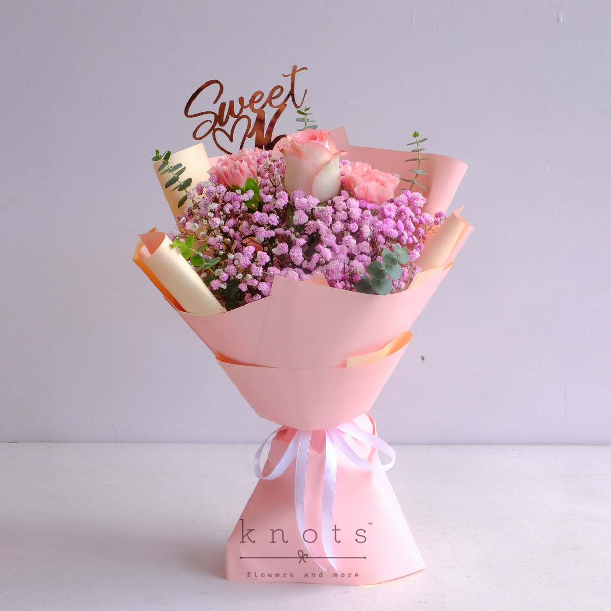 Sweet 16 (Pink-White Rose Birthday Bouquet)