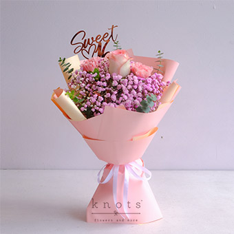 Sweet 16 (Pink-White Rose Birthday Bouquet)