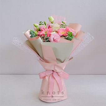 Pink Bash (Pink Rose & Gerbera Birthday Bouquet)