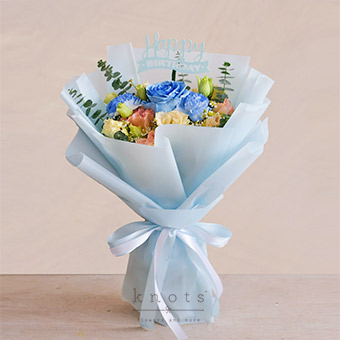 Midnight Shindigs (Blue Ecuadorian Rose Bday Bouquet)