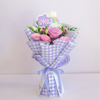 Pastel Celebration (Lilac Rose Birthday Bouquet)