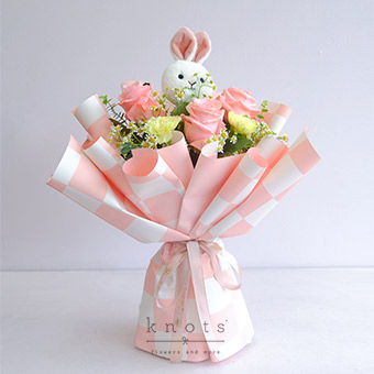 A Hoppy Day (Pink Ecuadorian Rose and Yellow Carnation Birthday Bouquet)
