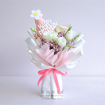 Cheers to Youth (White Rose Birthday Bouquet)