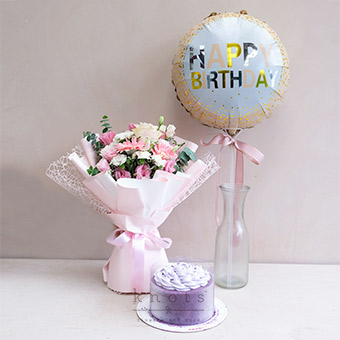Birthday Wishes (Bouquet with Balloon & Cake)