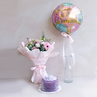 Birthday Wishes (Bouquet with Balloon & Cake)