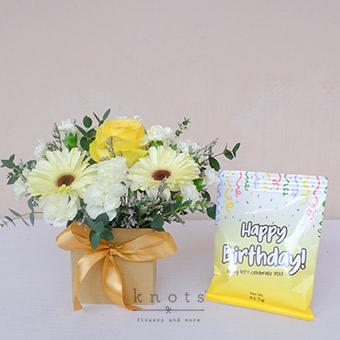 Your Smile (Yellow Rose & Gerbera Arrangement w/ Chocolates)