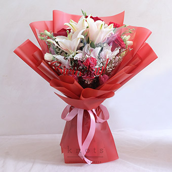 Celebrate You (Pink Lilies & Red Roses Bouquet)
