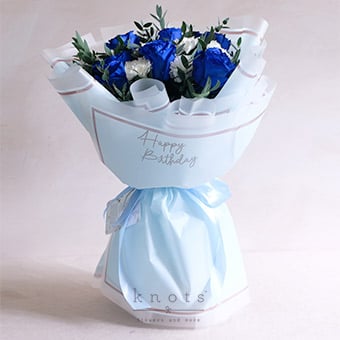 Enlivening Surprise (Blue Ecuadorian Roses Bouquet)