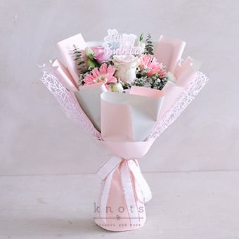 Pink Bash (Pink Rose & Gerbera Birthday Bouquet)