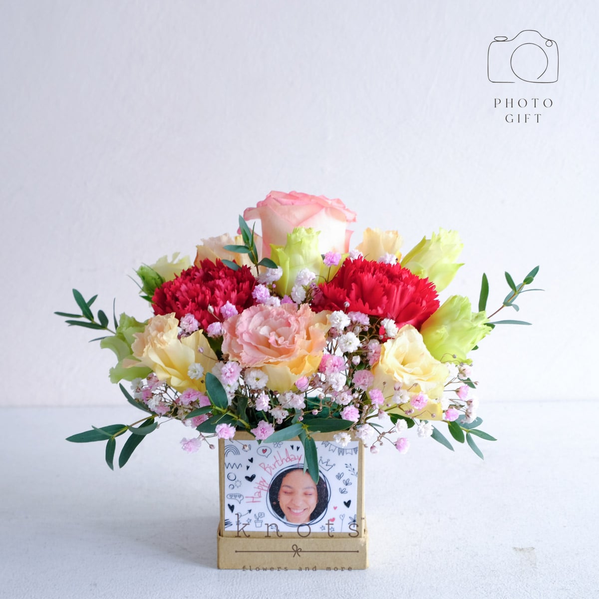 Bright Wishes (Rose and Carnation Birthday Arrangement)