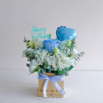 Midnight Caress (Blue Ecuadorian Rose Birthday Arrangement)