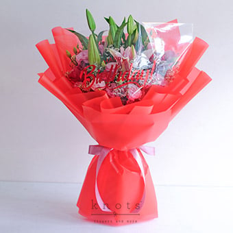 Celebrate You (Pink Lilies & Red Roses Bouquet)