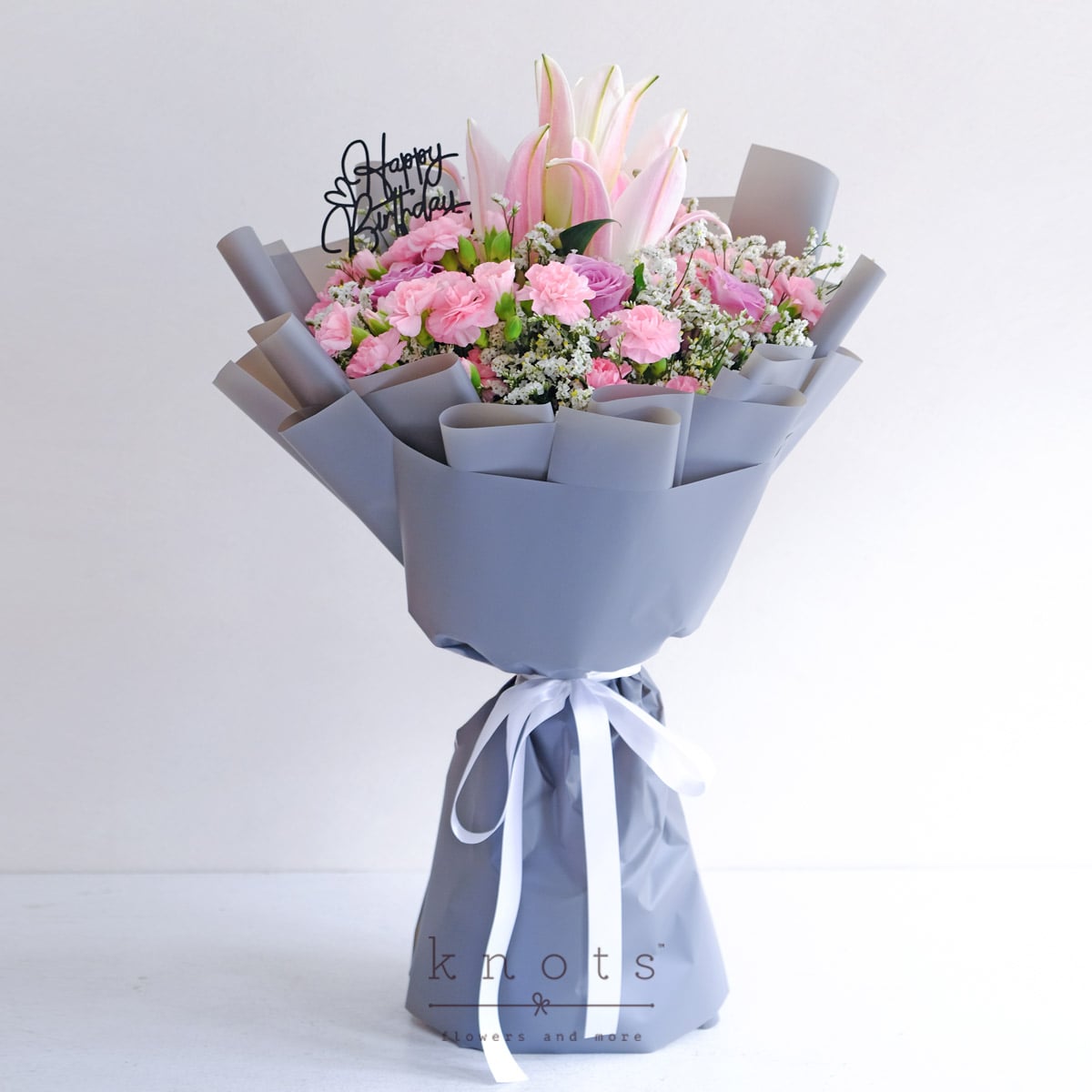 Magical Wishes (Pink Lily & Carnations Birthday Bouquet)