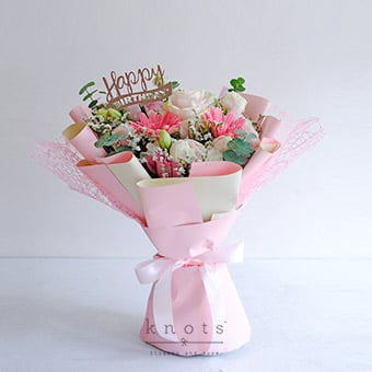 Pink Bash (Pink Rose & Gerbera Birthday Bouquet)