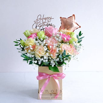 From the Stars (Pink Ecuadorian Rose Birthday Arrangement)
