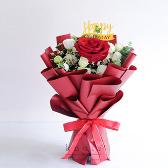 Lovely Birthday (Red Ecuadorian Rose Birthday Bouquet)