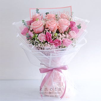 Birthday Bonanza (Pink Ecuadorian Rose Birthday Bouquet)