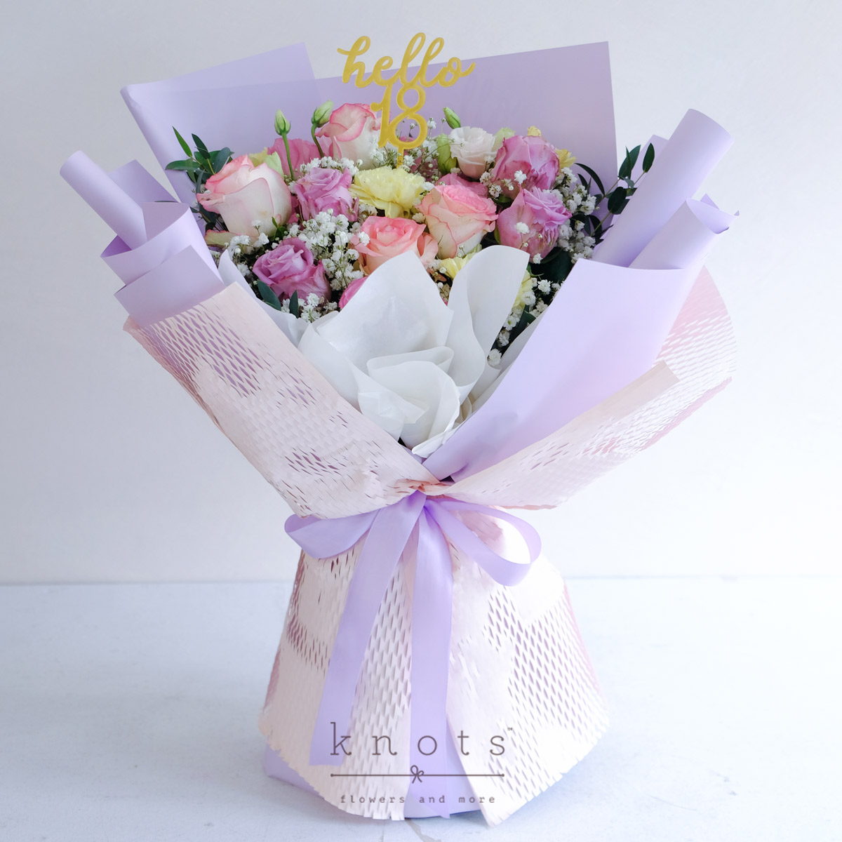 Hello Eighteen (Two-Toned Pink Roses Birthday Bouquet)