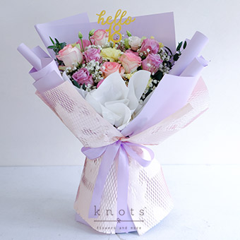 Hello Eighteen (Two-Toned Pink Roses Birthday Bouquet)
