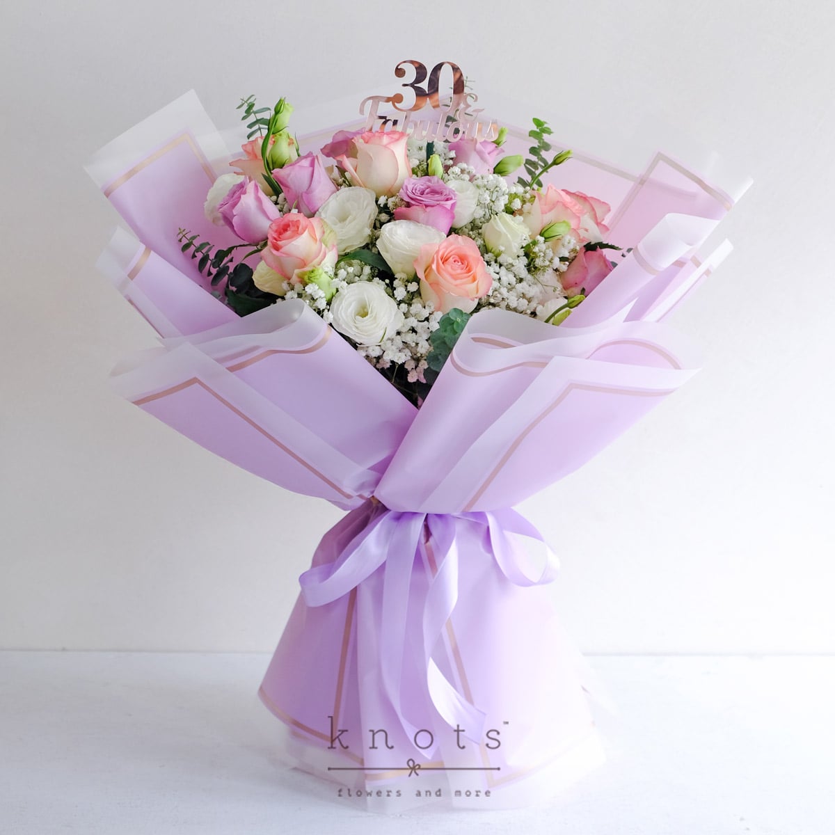 Regal Thirty (Purple & Two-toned Pink Roses Birthday Bouquet)