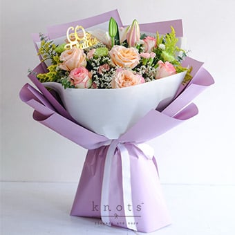 The Grand Gesture (Pink Lily and Roses Birthday Bouquet)