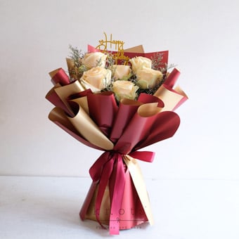 Timeless Wishes (Peach Roses Bouquet)