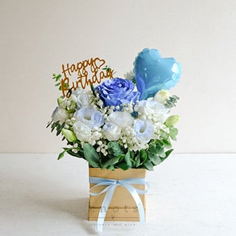 Midnight Caress (Blue Ecuadorian Rose Birthday Arrangement)