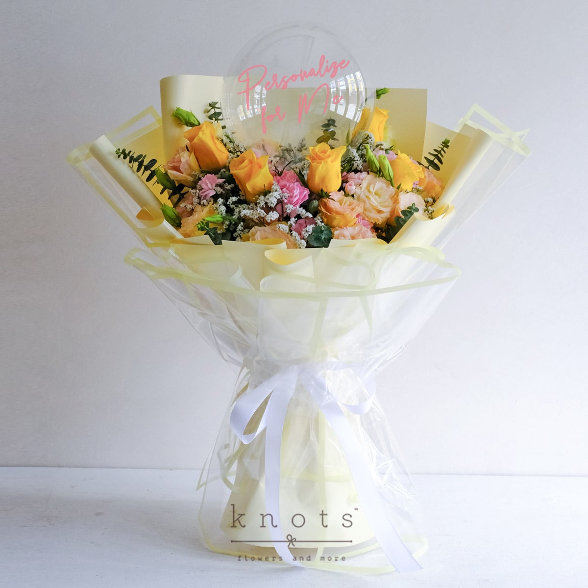 Yellow Pop (Yellow Roses With Balloon Birthday Bouquet)