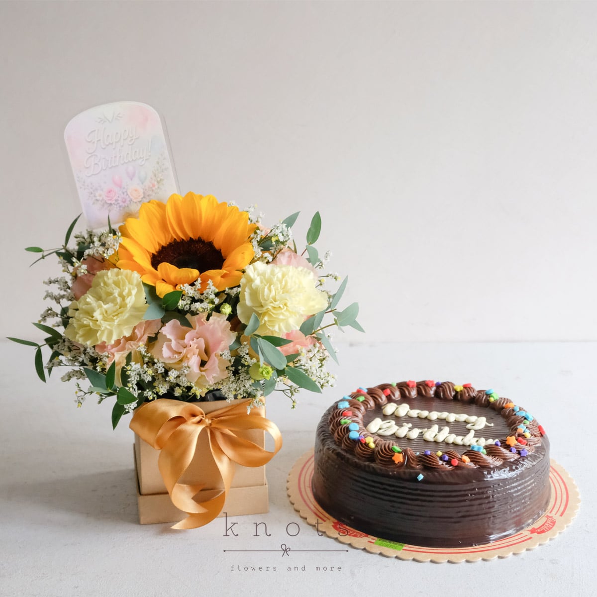 Sprinkle with Delights (Sunflower Arrangement w/ Cake)