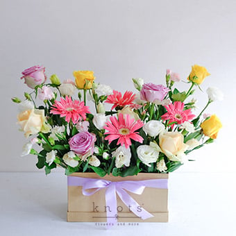 Gerbera and Roses Boxed Arrangement