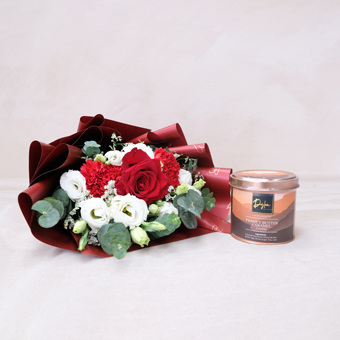 Cookie Lover (Red Ecuadorian Rose Bouquet w/ Cookies)