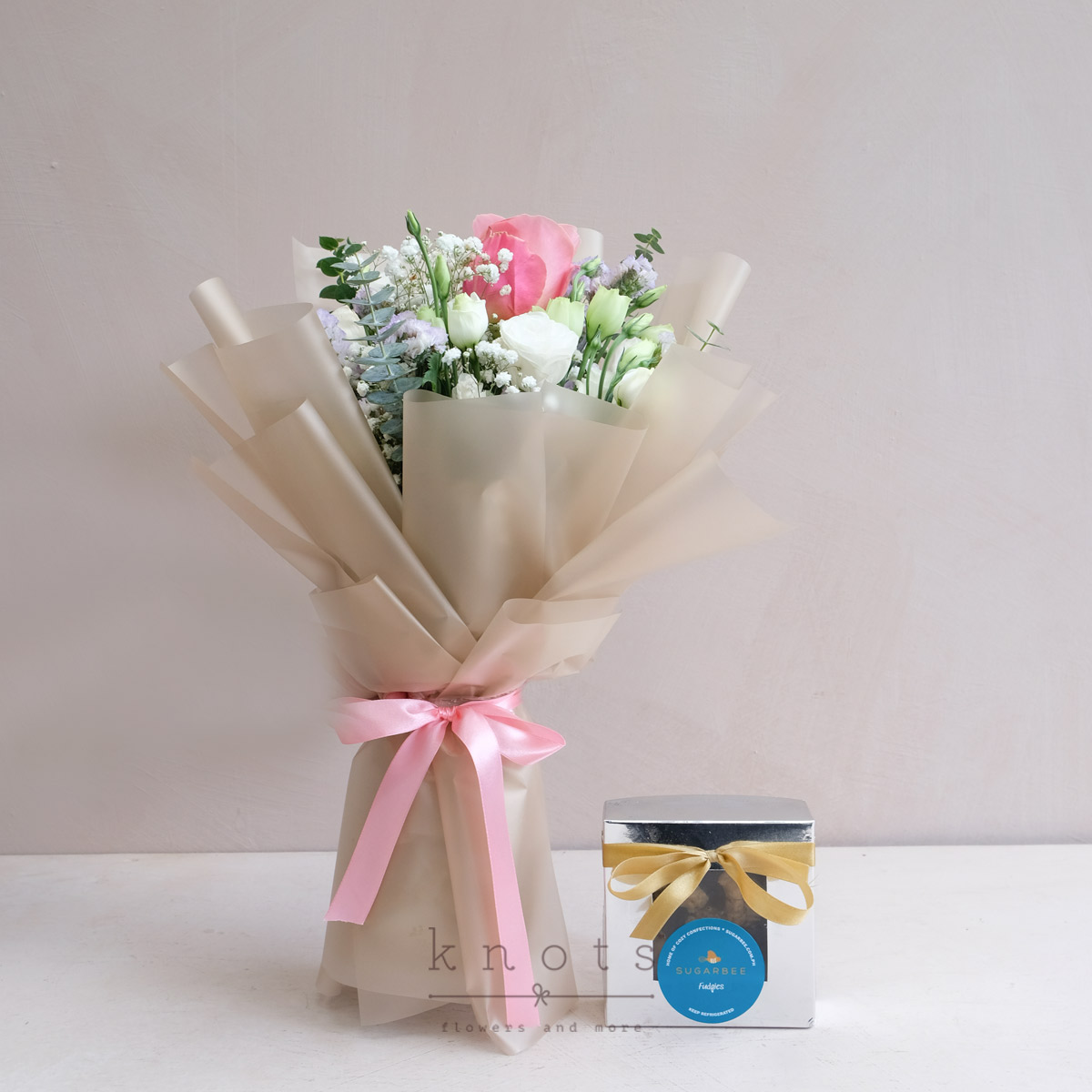 Fudge It, I'm In Love (Hermosa Rose Bouquet and A Box of Fudge)