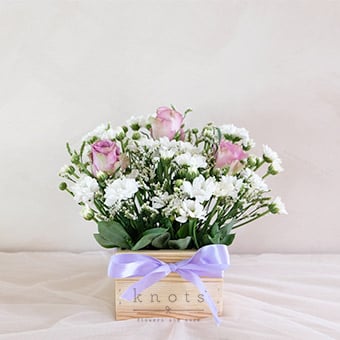 Heartfelt Wishes (Purple China Roses Arrangement)